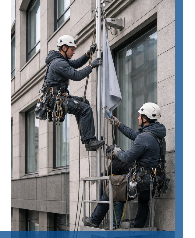 Установка флагов на фасаде в Богородицке от 4809 р. | ВЫСОТНИК-Бгд