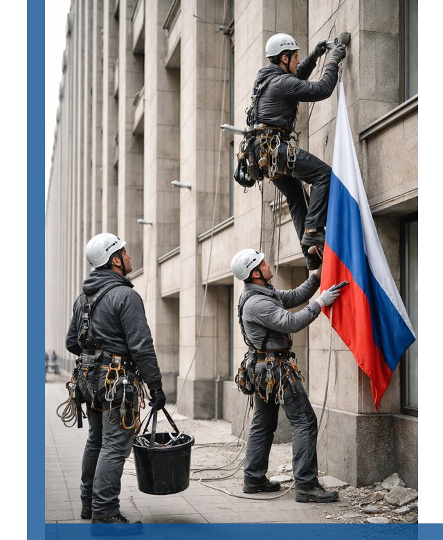 Профессиональная установка флагов на фасаде в Богородицке