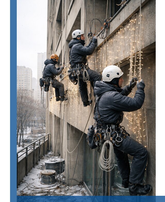 Монтаж новогодней иллюминации и украшение фасадов в Богородицке