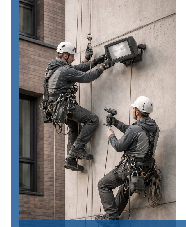 Профессиональный монтаж фасадных прожекторов в Богородицке под ключ