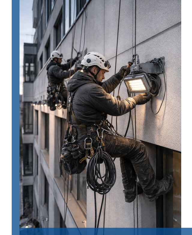 Монтаж фасадного освещения в Богородицке установка и подключение