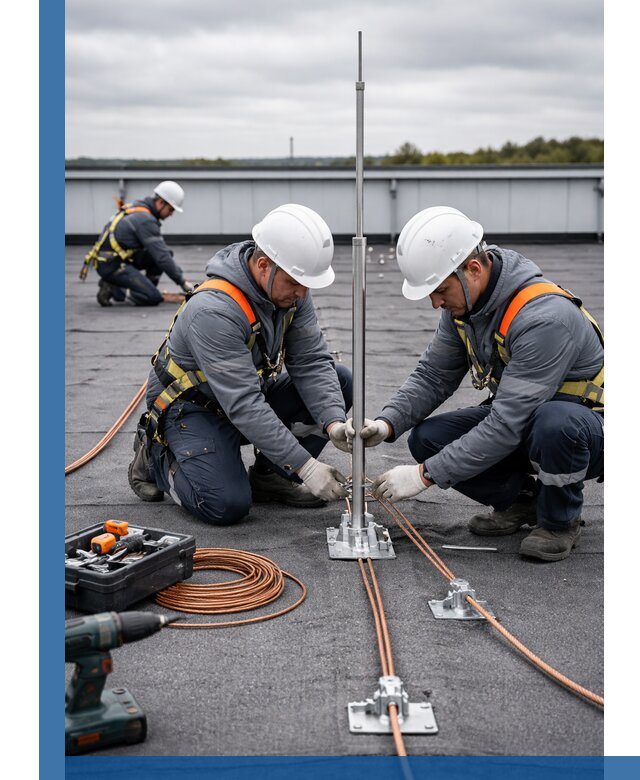 Монтаж молниезащиты на кровле в Богородицке под ключ с гарантией