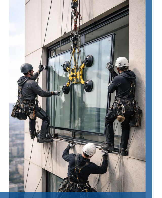 Монтаж стеклопакетов на высоте в Богородицке от 3420 р. | ВЫСОТНИК-Бгд