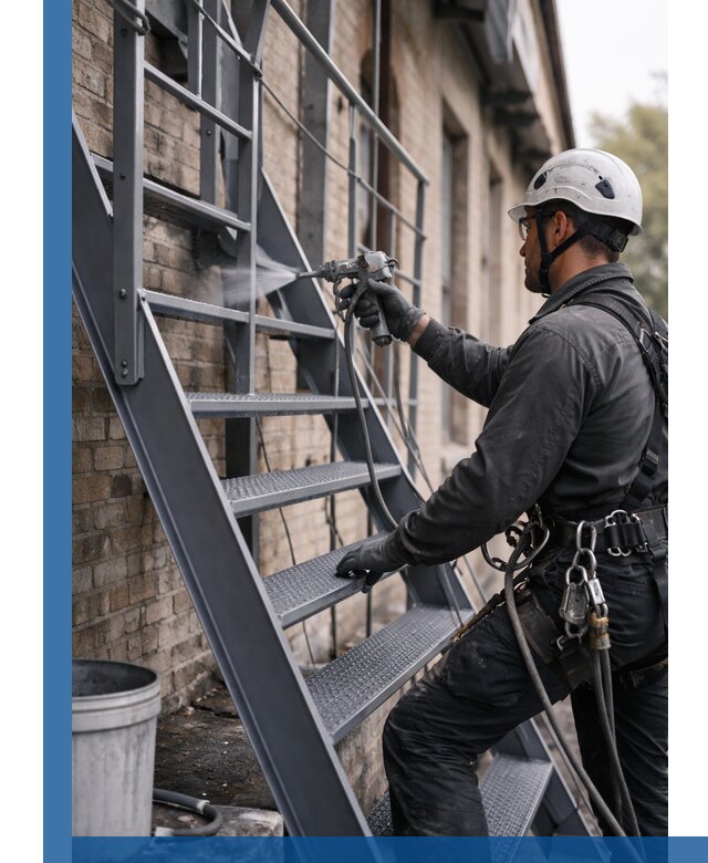 Покраска и антикоррозионная защита пожарных лестниц в Богородицке