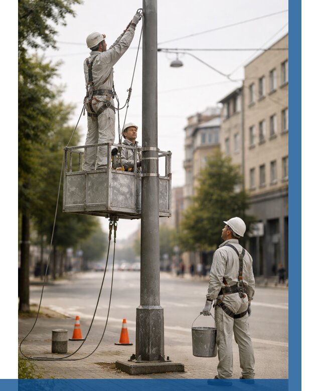 Покраска опор освещения в Богородицке от 5343 р. | ВЫСОТНИК-Бгд