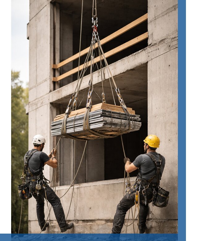 Подъем материала на этаж веревками в Богородицке от 1603 р. | ВЫСОТНИК-Бгд