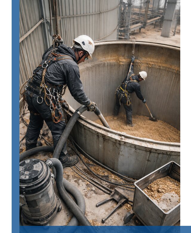 Профессиональная чистка зерновых бункеров в Богородицке с выездом