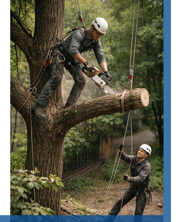 Спил деревьев альпинистами в Богородицке от 8549 р. | ВЫСОТНИК-Бгд