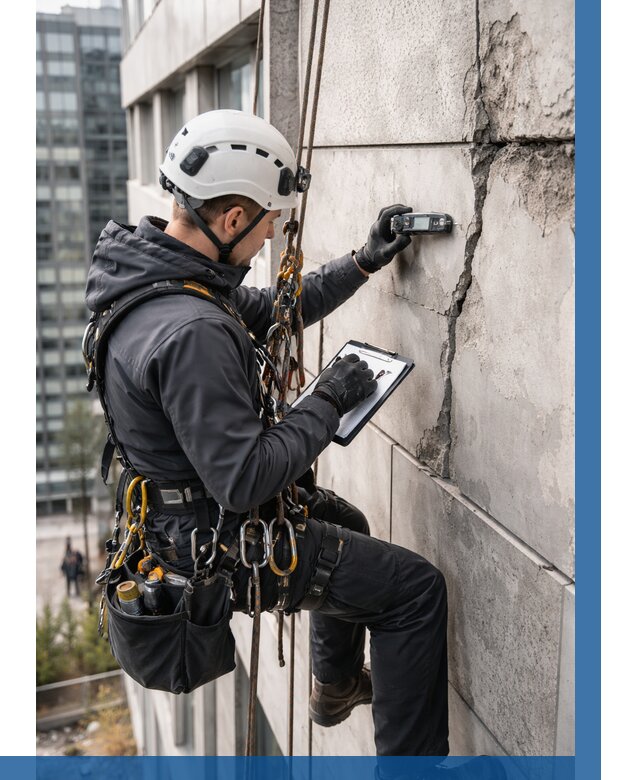 Обследование фасада альпинистами в Богородицке от 128 р. | ВЫСОТНИК-Бгд