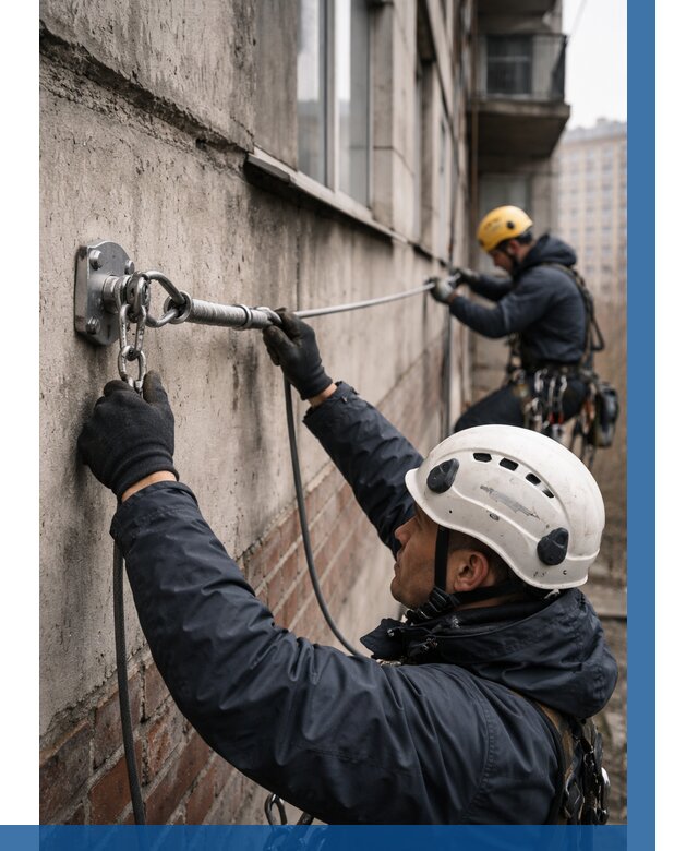 Монтаж анкерных линий в Богородицке от 3206 р. | ВЫСОТНИК-Бгд