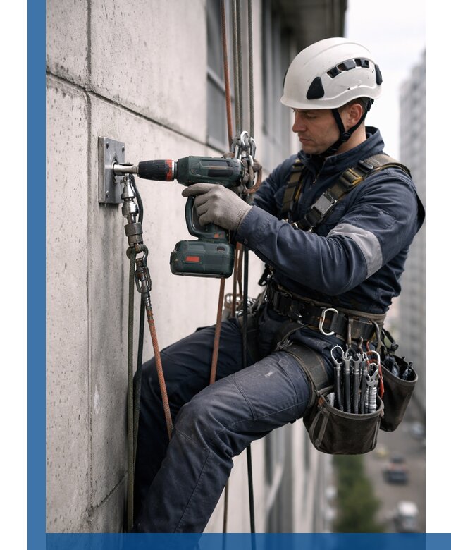 Установка анкерных точек для высотных работ в Богородицке