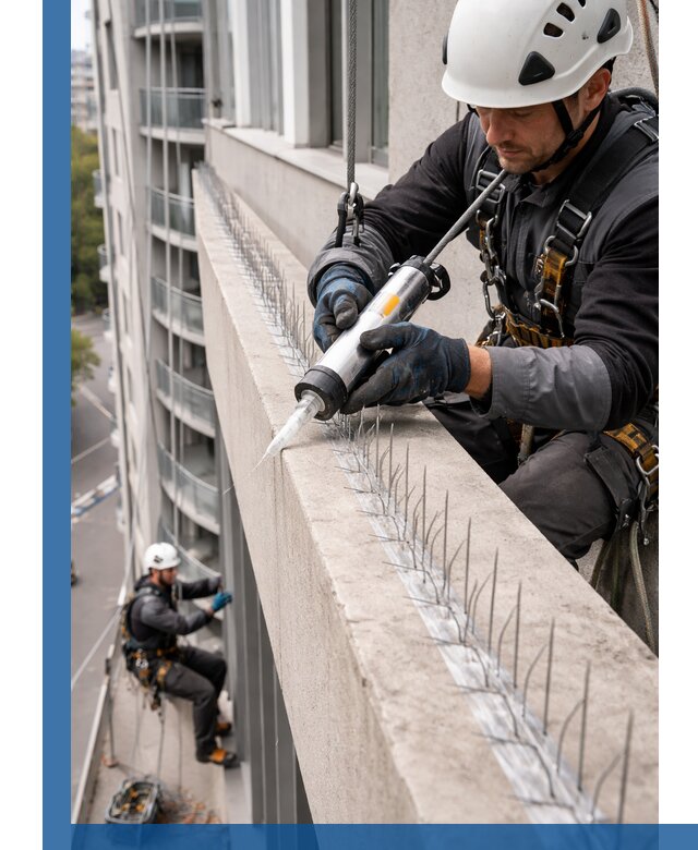 Установка шипов от птиц на фасадах и кровлях в Богородицке